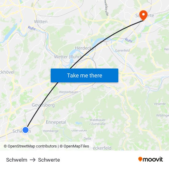 Schwelm to Schwerte map