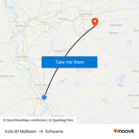 Köln Bf Mülheim to Schwerte map