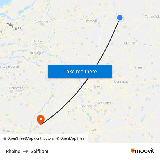 Rheine to Selfkant map