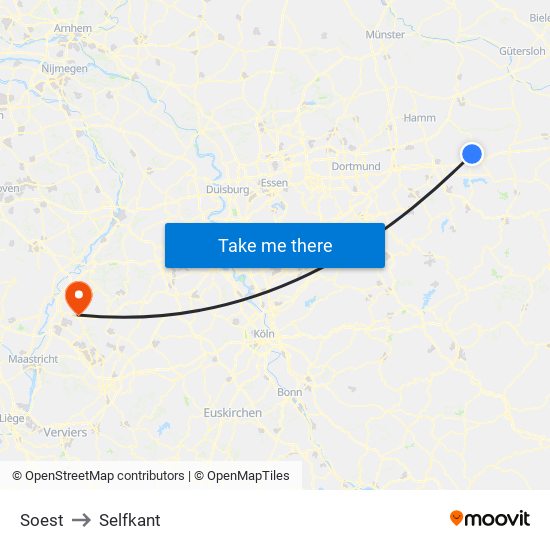 Soest to Selfkant map