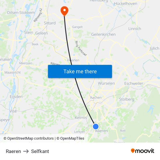 Raeren to Selfkant map