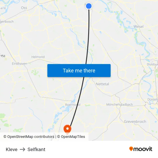 Kleve to Selfkant map