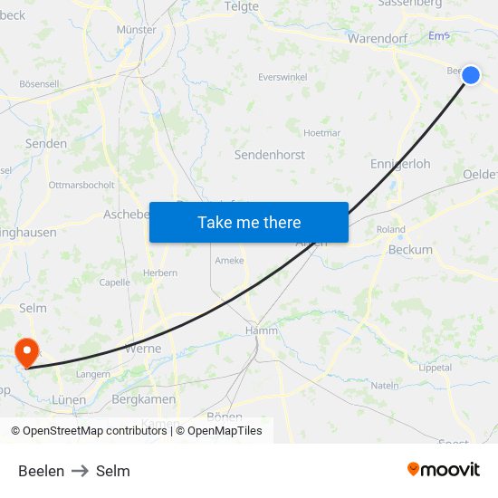 Beelen to Selm map