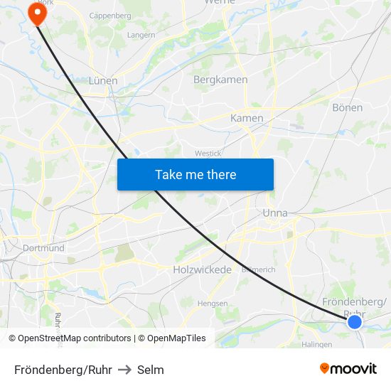 Fröndenberg/Ruhr to Selm map