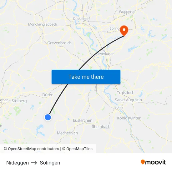 Nideggen to Solingen map