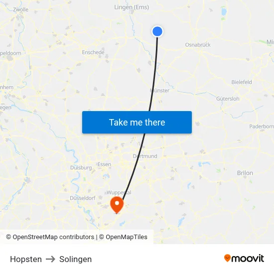 Hopsten to Solingen map