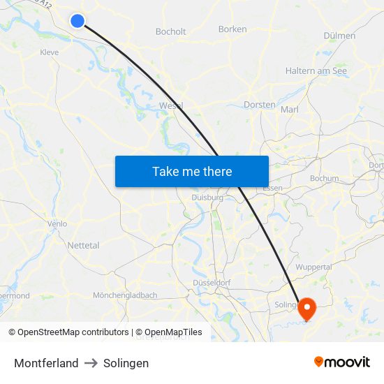 Montferland to Solingen map