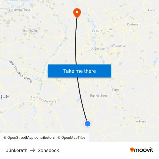 Jünkerath to Sonsbeck map