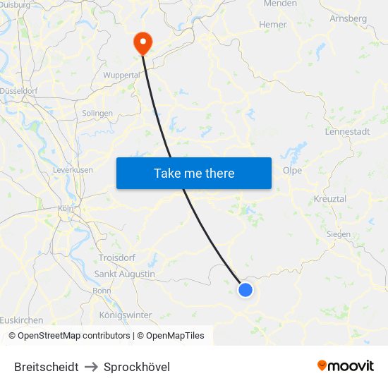 Breitscheidt to Sprockhövel map