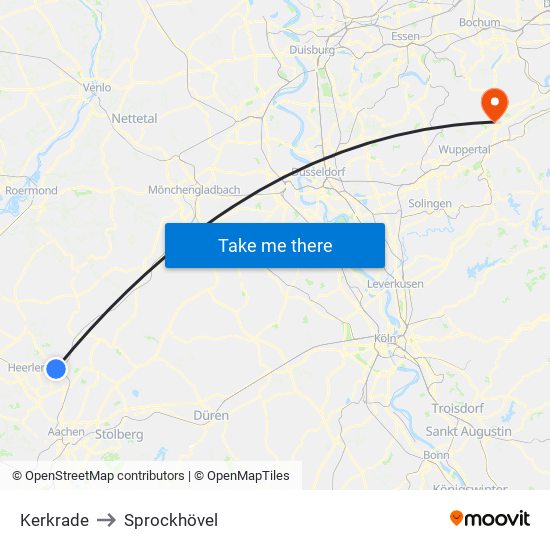 Kerkrade to Sprockhövel map