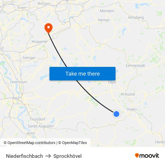 Niederfischbach to Sprockhövel map