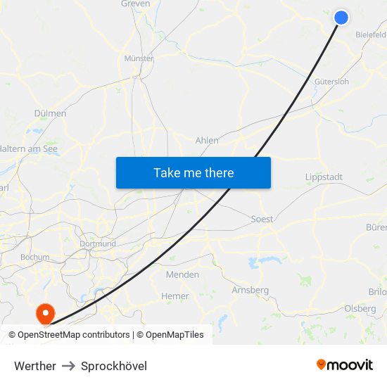 Werther to Sprockhövel map