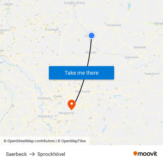 Saerbeck to Sprockhövel map