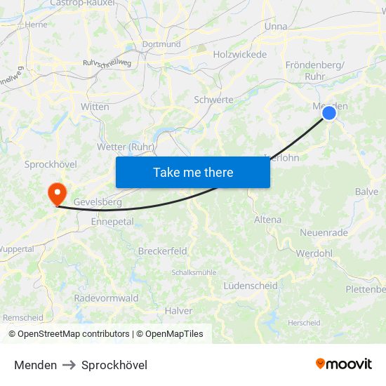 Menden to Sprockhövel map