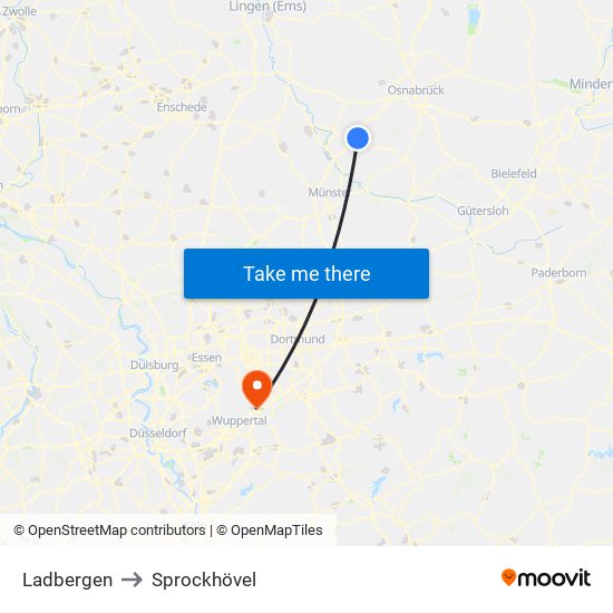 Ladbergen to Sprockhövel map