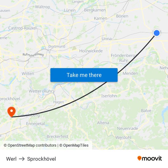 Werl to Sprockhövel map