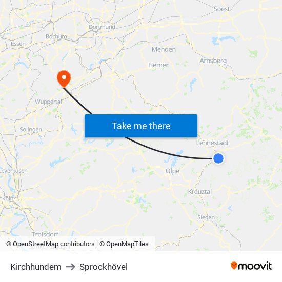 Kirchhundem to Sprockhövel map