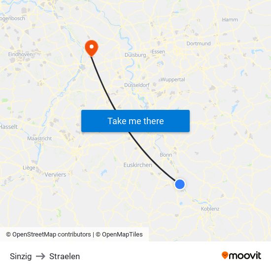 Sinzig to Straelen map