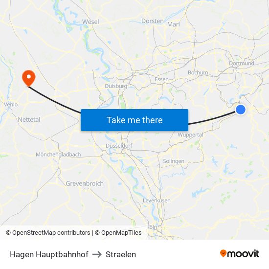 Hagen Hauptbahnhof to Straelen map