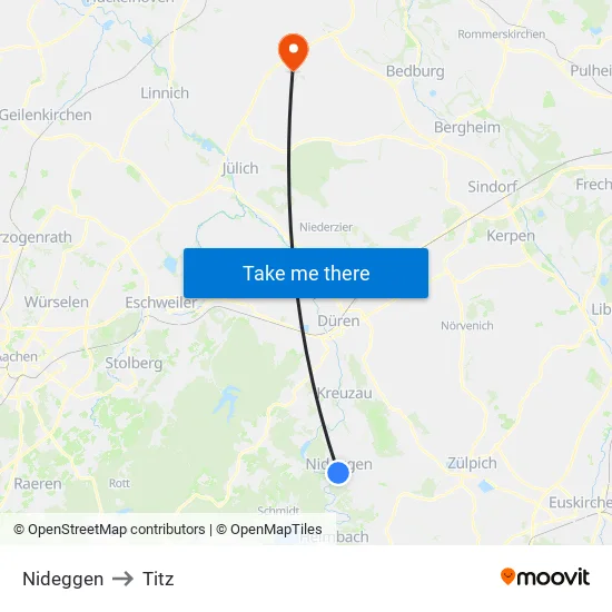 Nideggen to Titz map