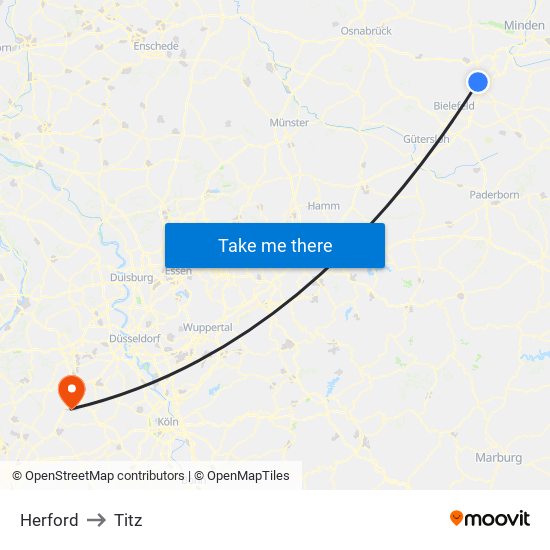 Herford to Titz map