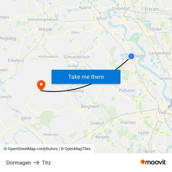 Dormagen to Titz map