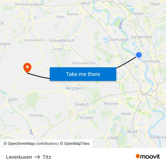 Leverkusen to Titz map