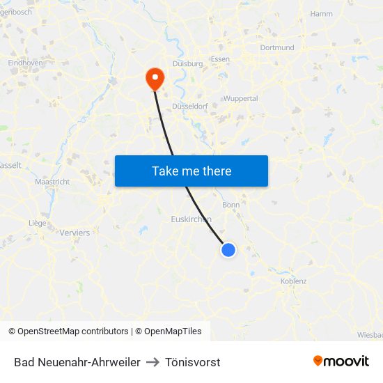 Bad Neuenahr-Ahrweiler to Tönisvorst map