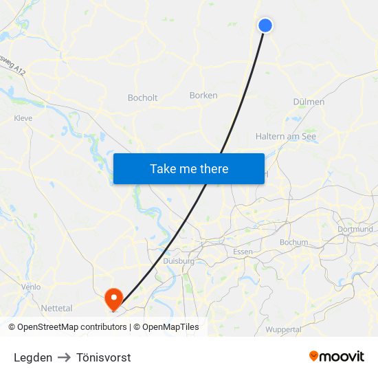 Legden to Tönisvorst map