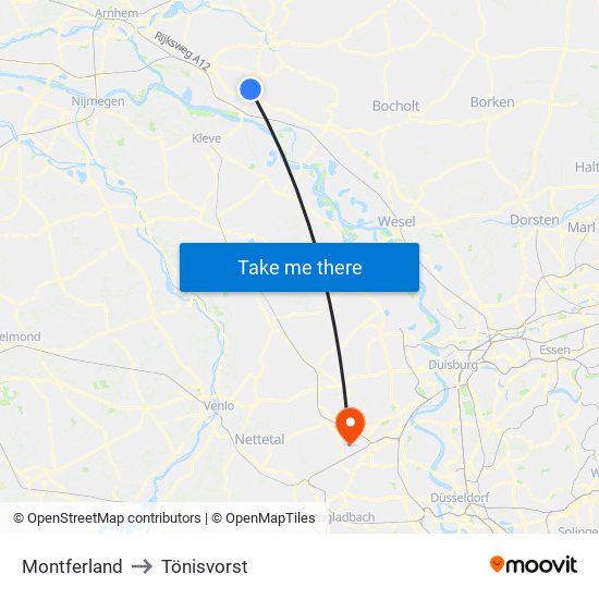 Montferland to Tönisvorst map