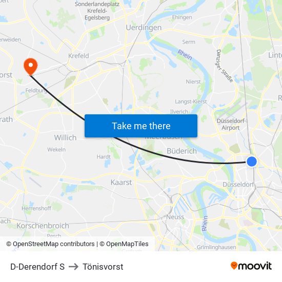 D-Derendorf S to Tönisvorst map