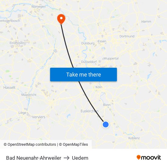 Bad Neuenahr-Ahrweiler to Uedem map