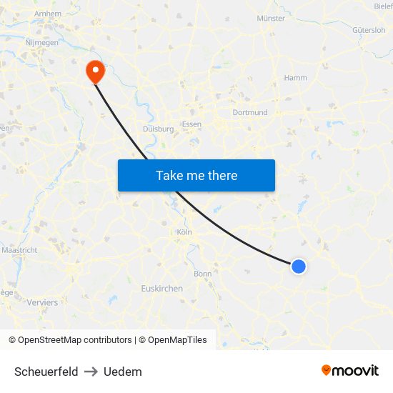 Scheuerfeld to Uedem map