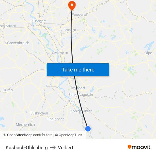 Kasbach-Ohlenberg to Velbert map