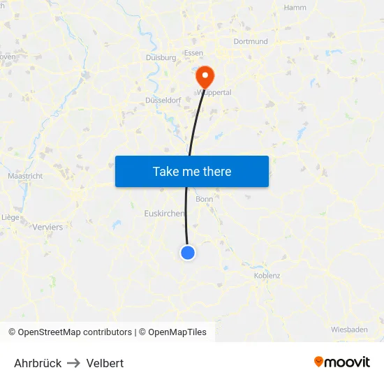 Ahrbrück to Velbert map