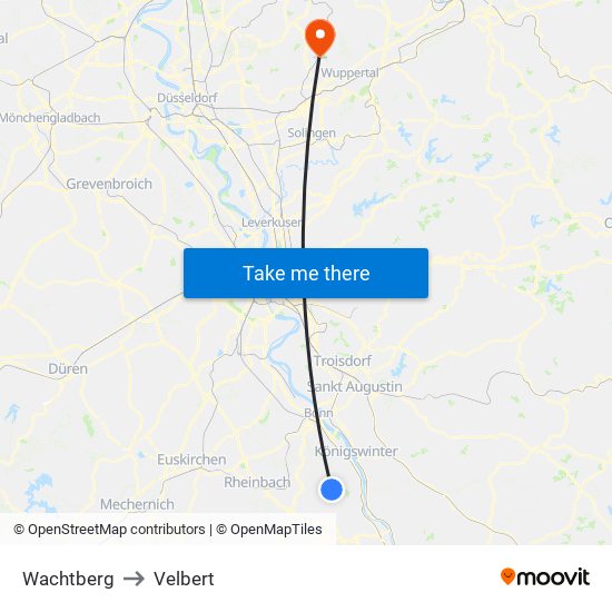 Wachtberg to Velbert map