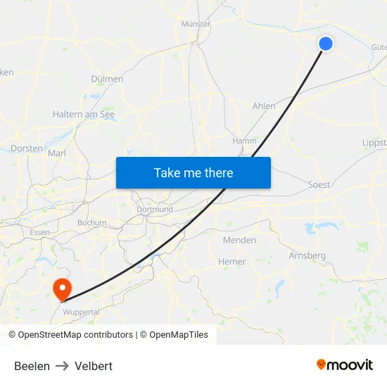 Beelen to Velbert map