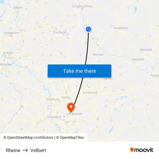 Rheine to Velbert map