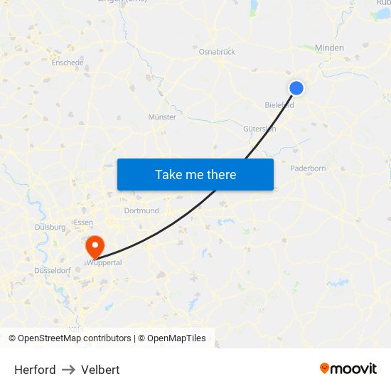 Herford to Velbert map