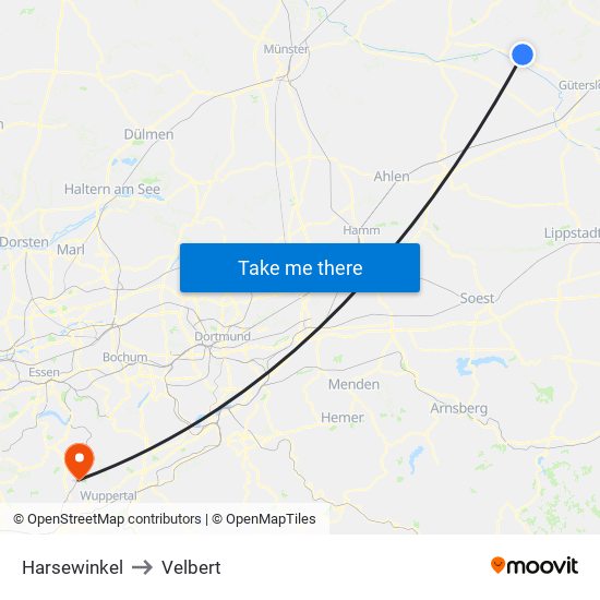 Harsewinkel to Velbert map