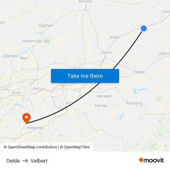 Oelde to Velbert map