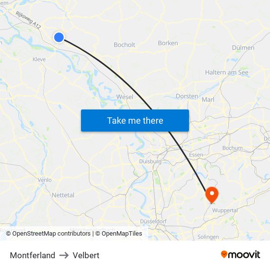 Montferland to Velbert map