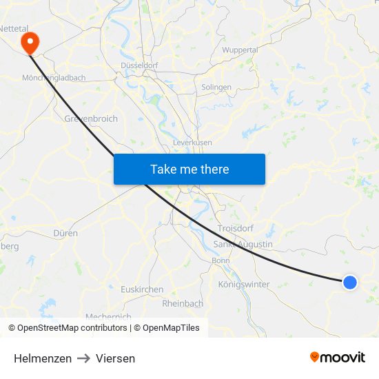 Helmenzen to Viersen map