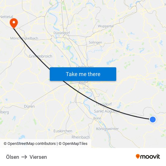 Ölsen to Viersen map