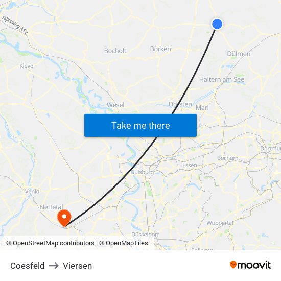 Coesfeld to Viersen map