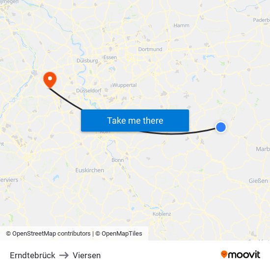 Erndtebrück to Viersen map