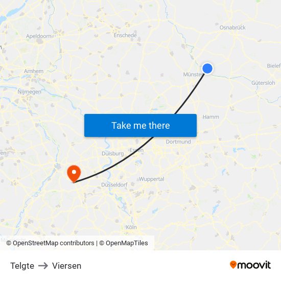 Telgte to Viersen map