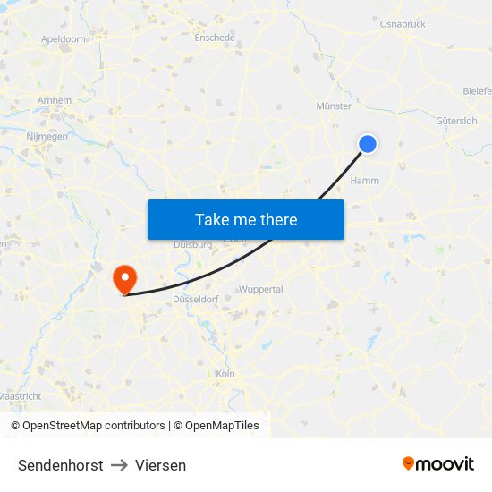 Sendenhorst to Viersen map