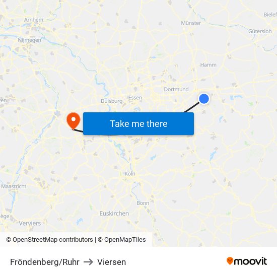 Fröndenberg/Ruhr to Viersen map