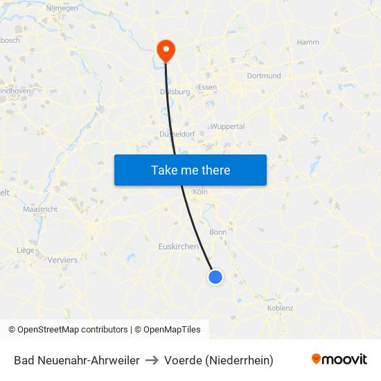 Bad Neuenahr-Ahrweiler to Voerde (Niederrhein) map